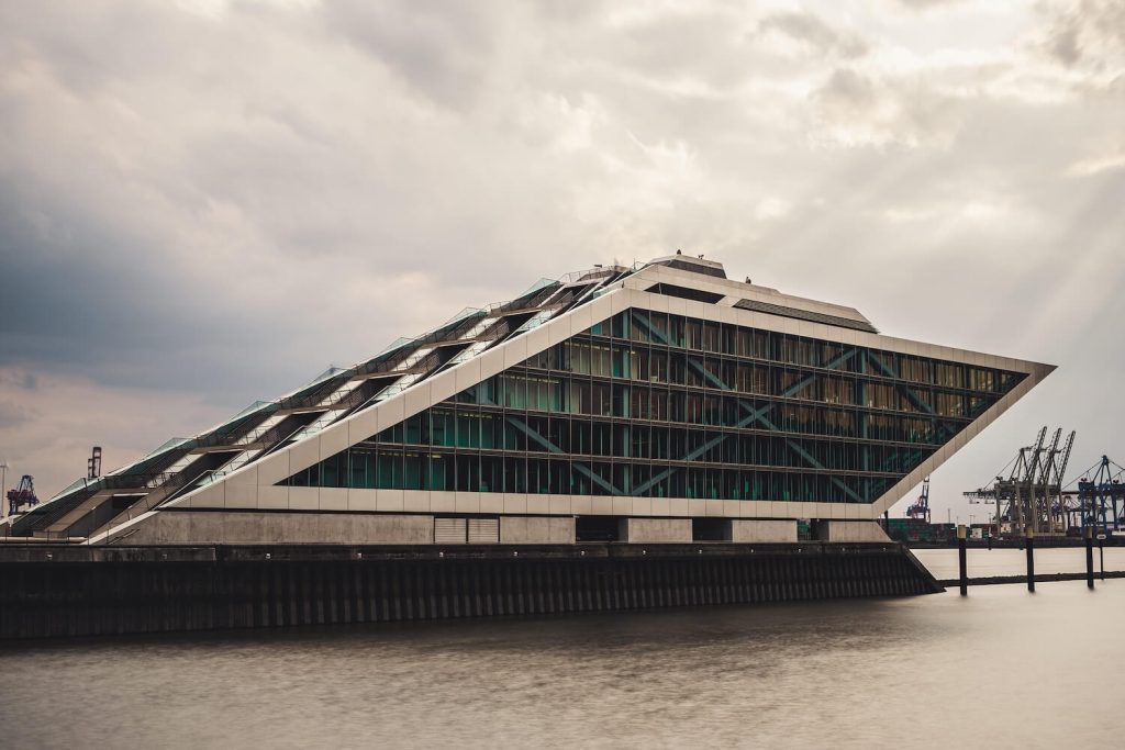 Dockland office building on Hamburg’s waterfront, a striking example of modern harbor architecture