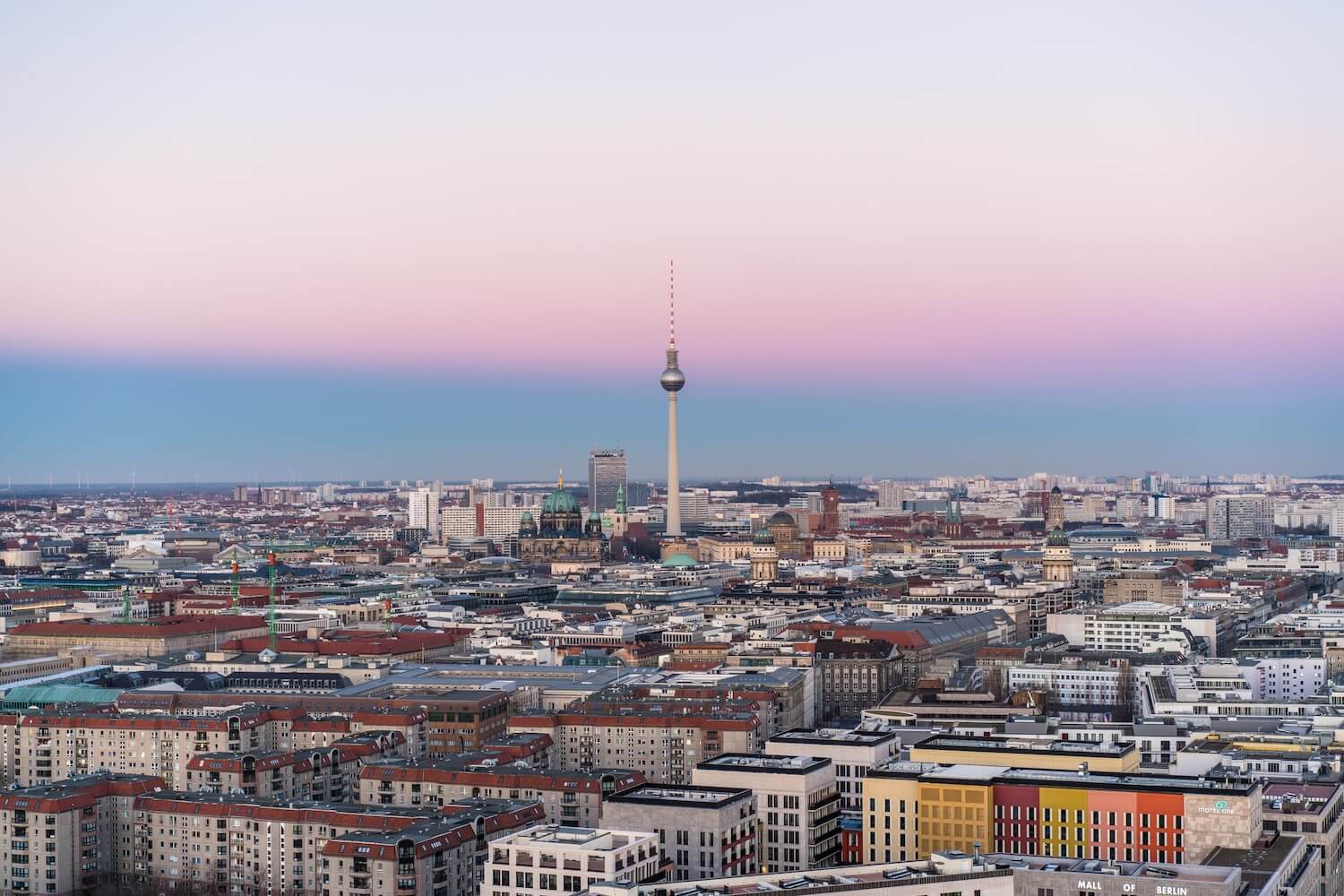 Berlin skyline with the TV Tower at dusk