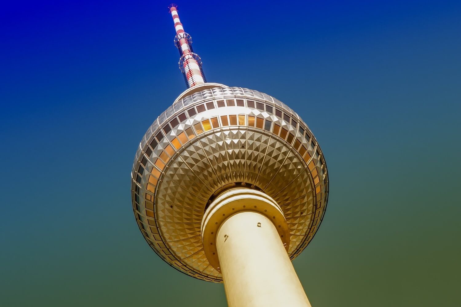 Sphere of the Berlin TV Tower against a blue sky