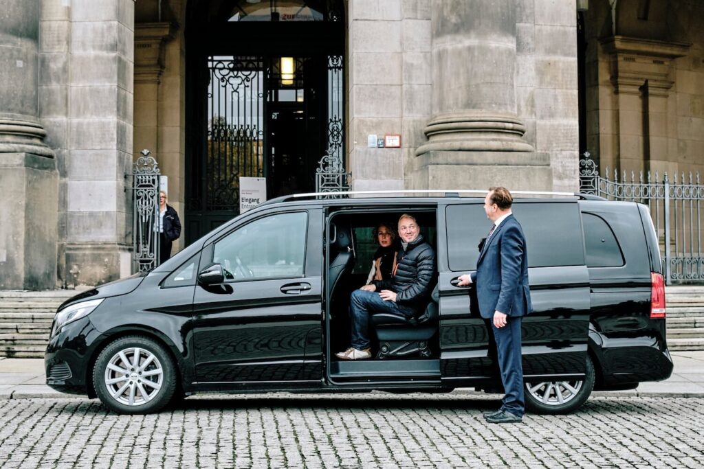 Private tour vehicle waiting outside the Bode Museum in Berlin.