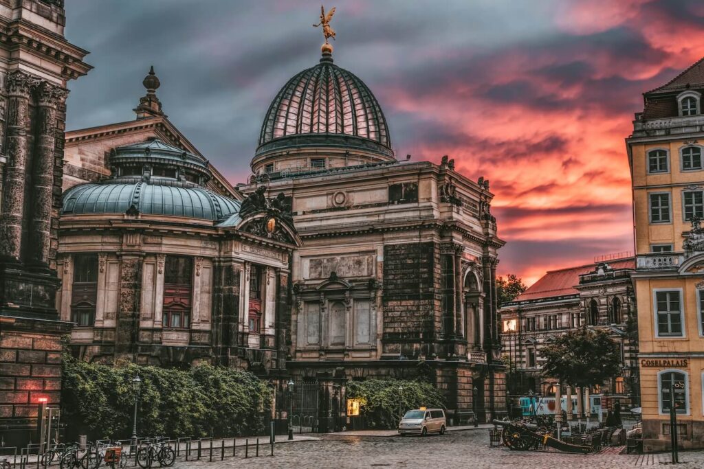 Dresden Old Town with historic architecture at evening light