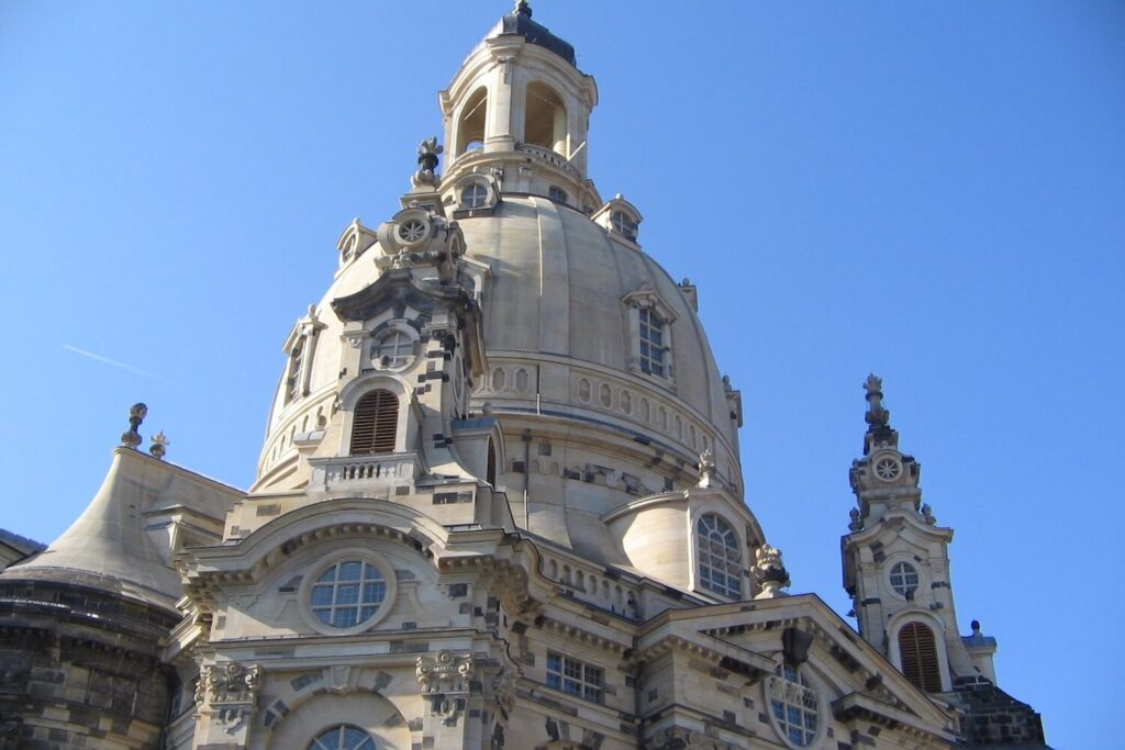 Close-up of the Frauenkirche dome in Dresden’s historic Old Town