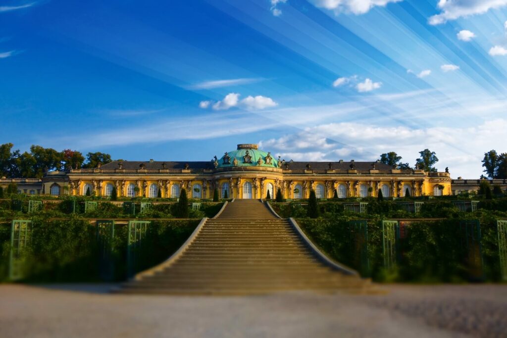 Sanssouci Palace seen from the garden terraces in Potsdam