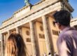 Visitors at the Brandenburg Gate in Berlin, a must-see landmark on a one-day Berlin itinerary