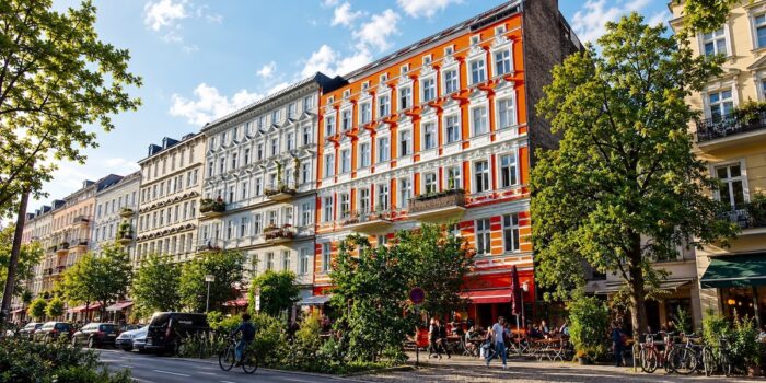 Colorful historic buildings and outdoor cafés in Kreuzberg, one of Berlin’s most popular neighborhoods