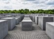 Memorial to the Murdered Jews of Europe in Berlin with rows of concrete stelae at the Holocaust Memorial