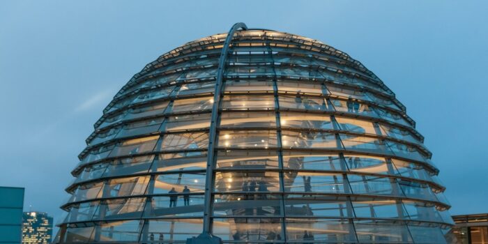 Glass dome of the Reichstag Building in Berlin, one of the city’s most famous architectural landmarks